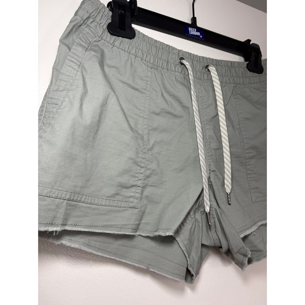 Vuori Ripstop Shorts Small Sage Green Raw Hem Elastic Waist Drawstring VW385 - Picture 4 of 6